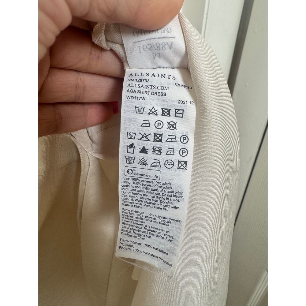 Allsaints Aga Shirt Dress Ivory - Size Medium - Picture 8 of 8
